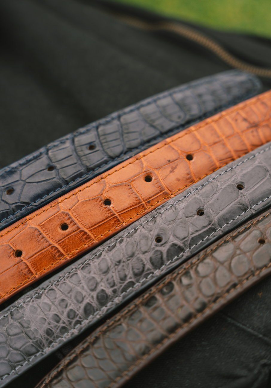 Navy Springbok leather belt