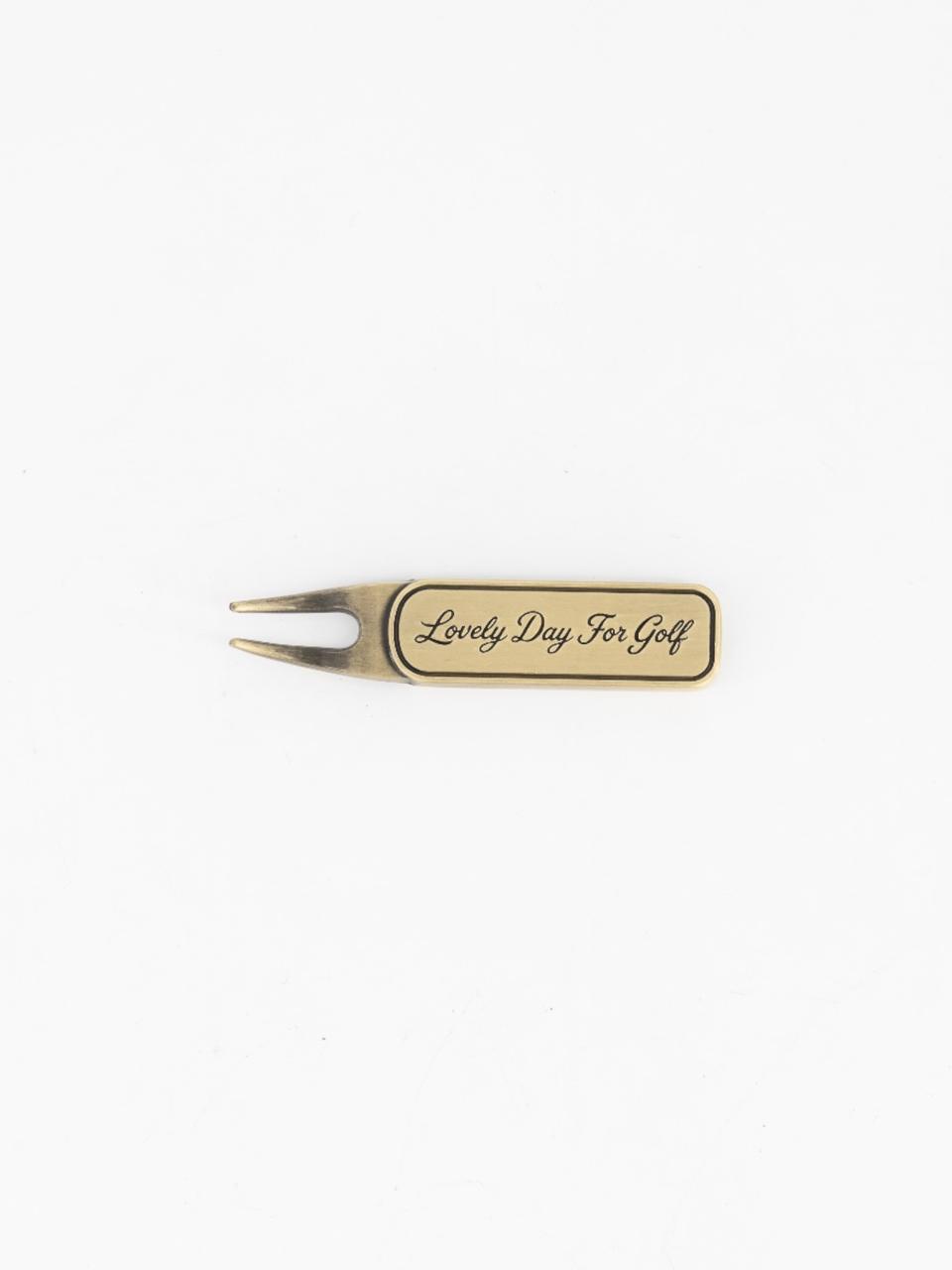 Brass divot tool engraved Lovely Day For Golf