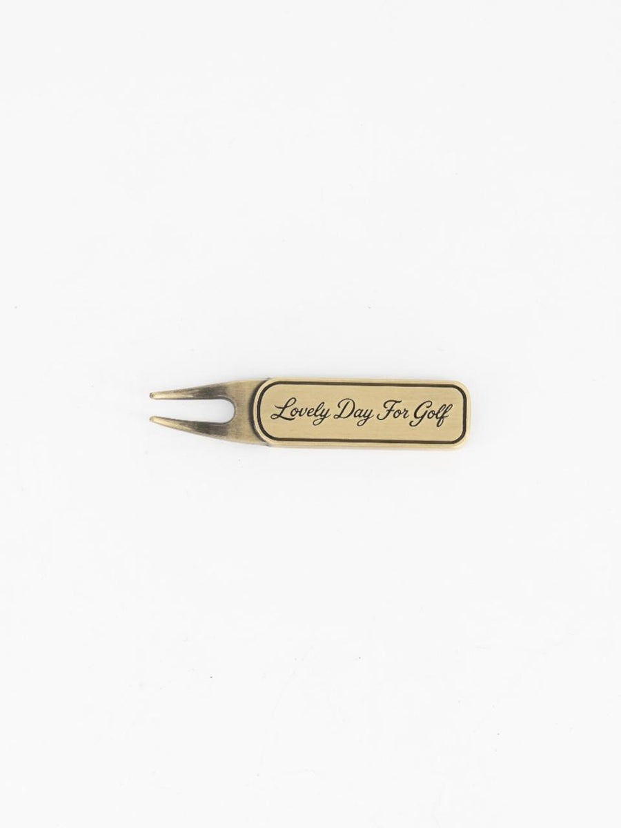 Brass divot tool engraved Lovely Day For Golf