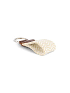 Woven Key Ring in cream herringbone, view 2 #color_Cream Herringbone