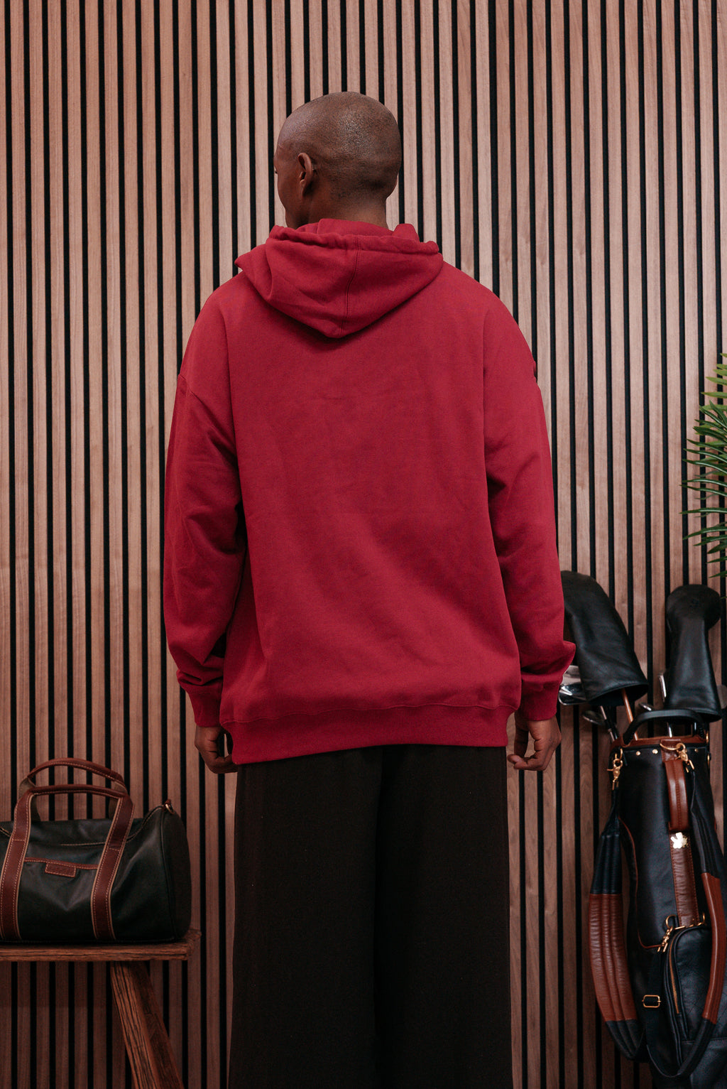Back of the burgundy hoodie