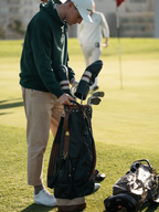 Black, Tan Trim Leather Sunday Bag golf bag, view 3