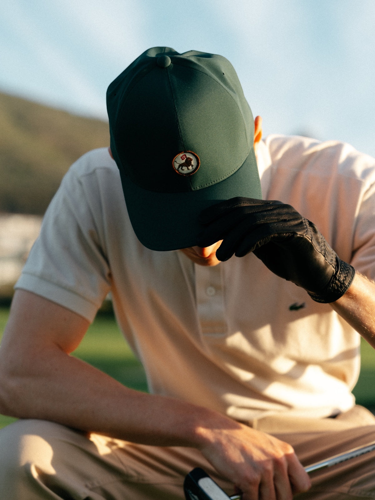 Woven Lion Adjustable cap in green, view 5 #color_Green