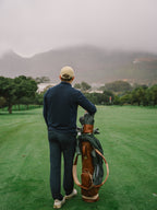Tan, Subtle Cream Trim Leather Sunday Bag golf bag, view 4