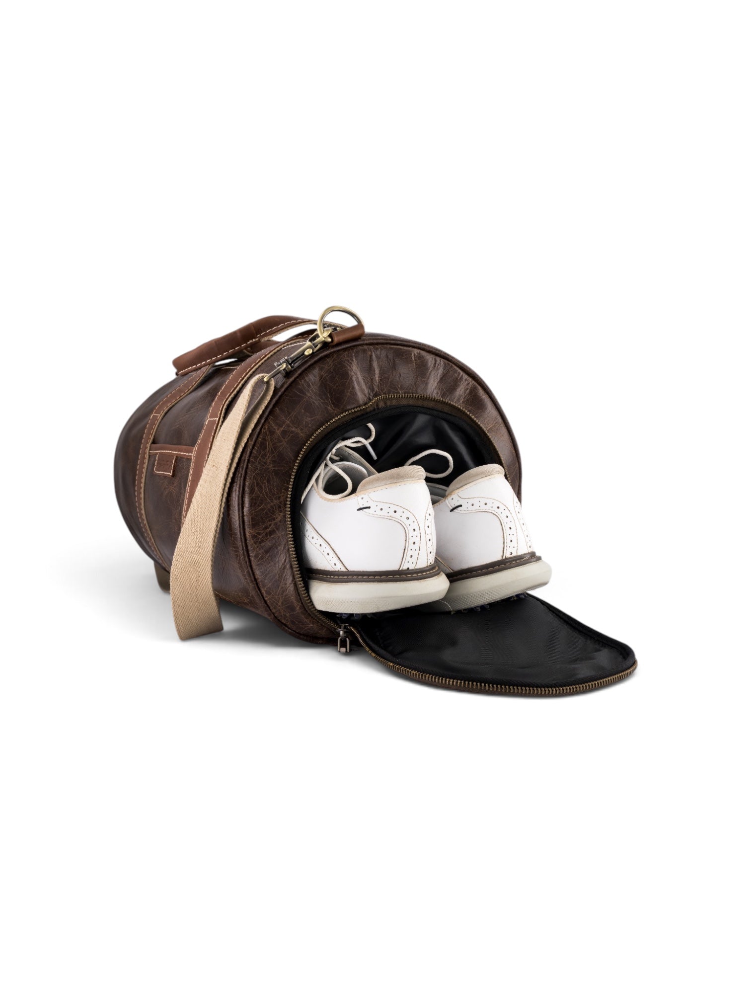 Golf Duffle in two tone brown & cream, view 5 #color_Two Tone Brown & Cream