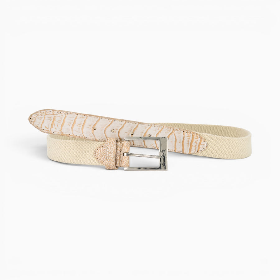 Stonewash Ostrich + Webbing belt #color_Beige