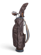 Brown, Navy Trime Leather Sunday Bag