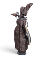 Brown, Navy Trime Leather Sunday Bag