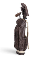 Brown, Cream Trim Leather Sunday Bag golf bag, view 6