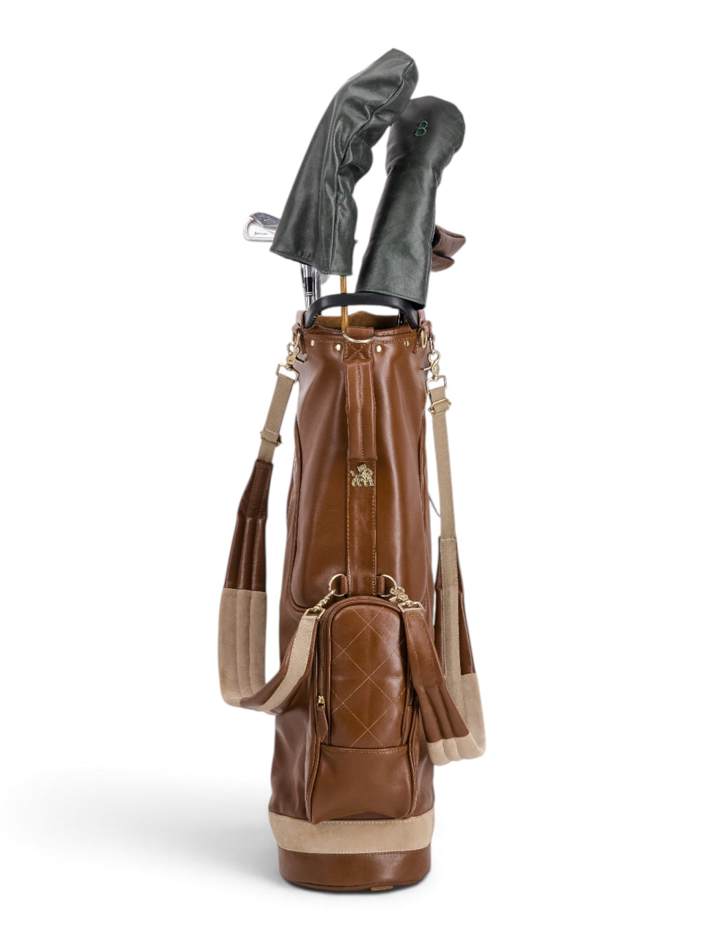 Tan, Subtle Cream Trim Leather Sunday Bag golf bag