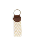 Woven Key Ring in cream herringbone #color_Cream Herringbone