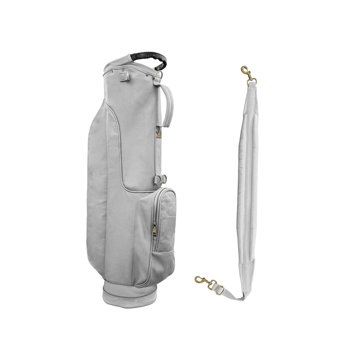 The blank Custom Leather Golf Bag template, with its detachable shoulder strap #color_Light Tan #color_Two-tone Brown #color_Navy Leather #color_Black Leather #color_Forest-Green Leather