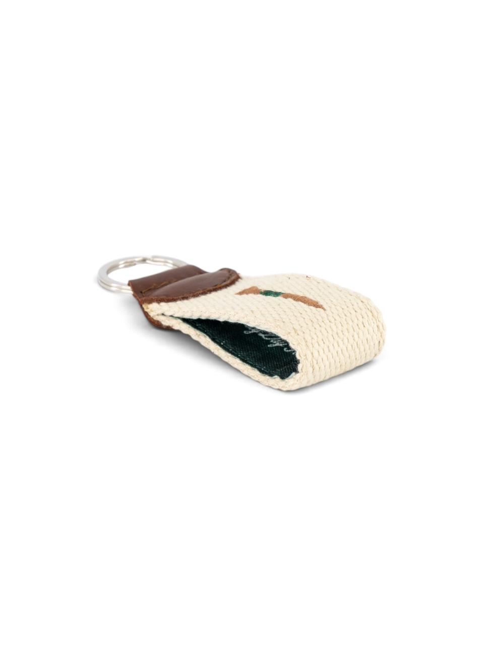 Woven Key Ring in cream tee, view 2 #color_Cream with Tee