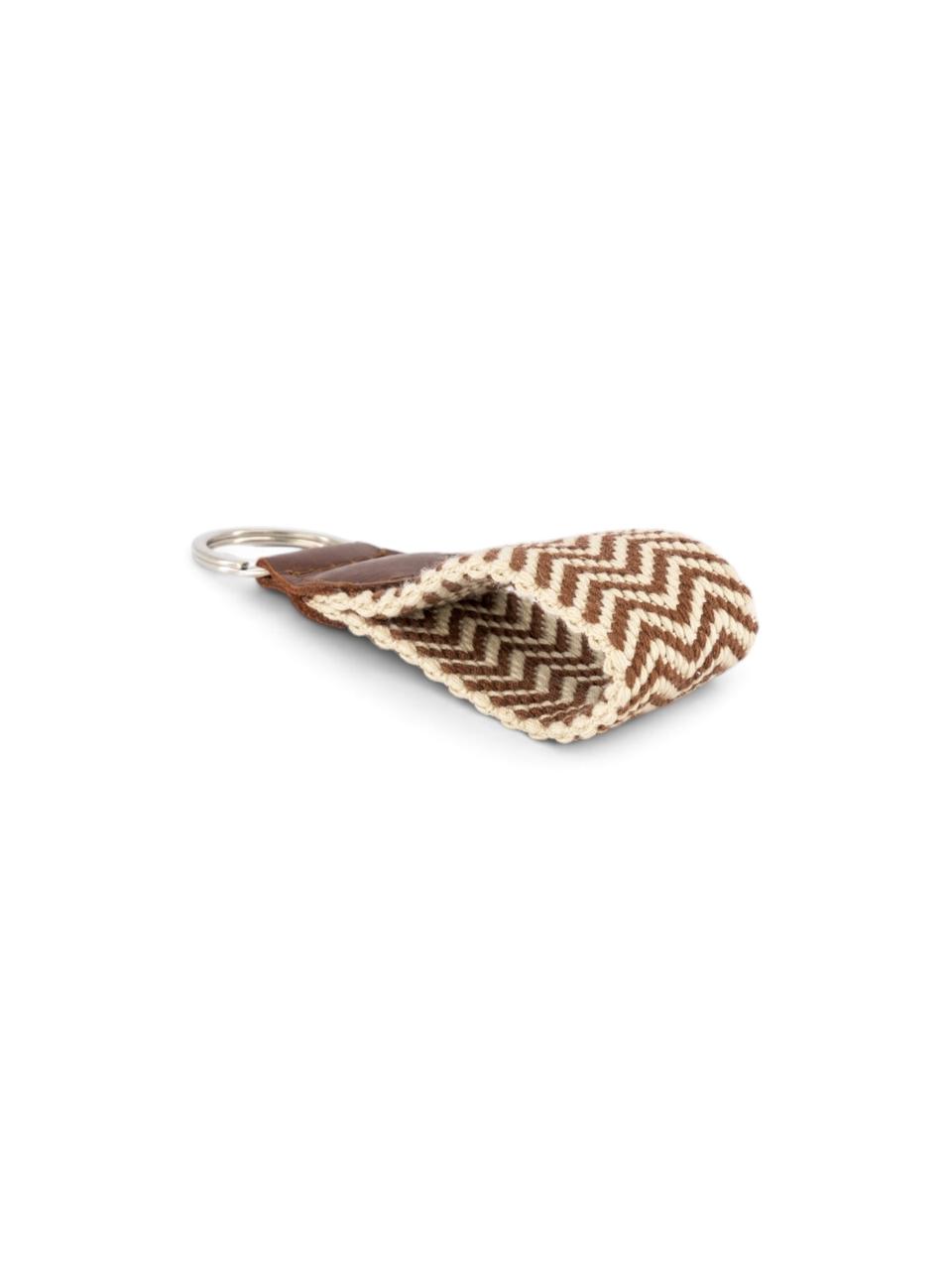 Woven Key Ring in brown herringbone, view 2 #color_Brown Herringbone