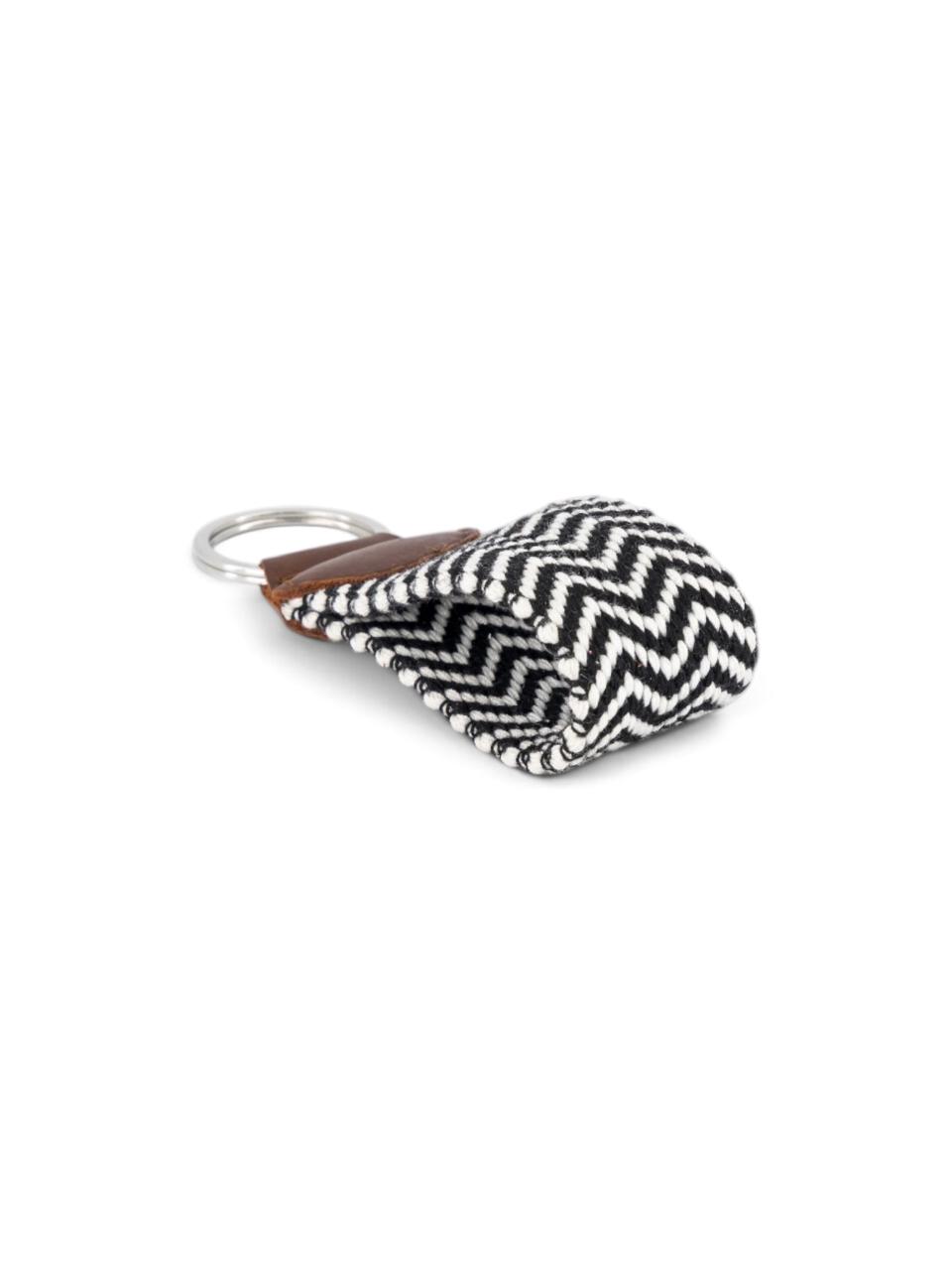 Woven Key Ring in black herringbone, view 2 #color_Black Herringbone